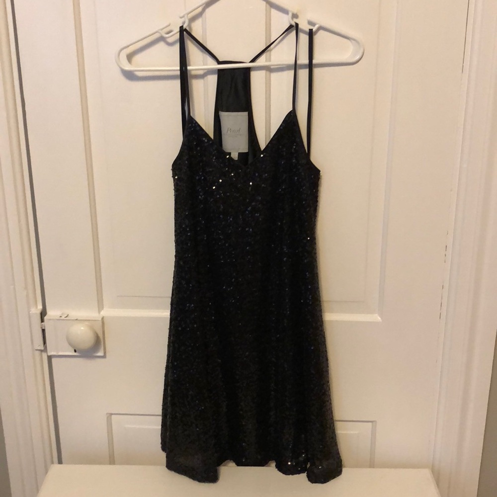 Marchesa little black sequin dress